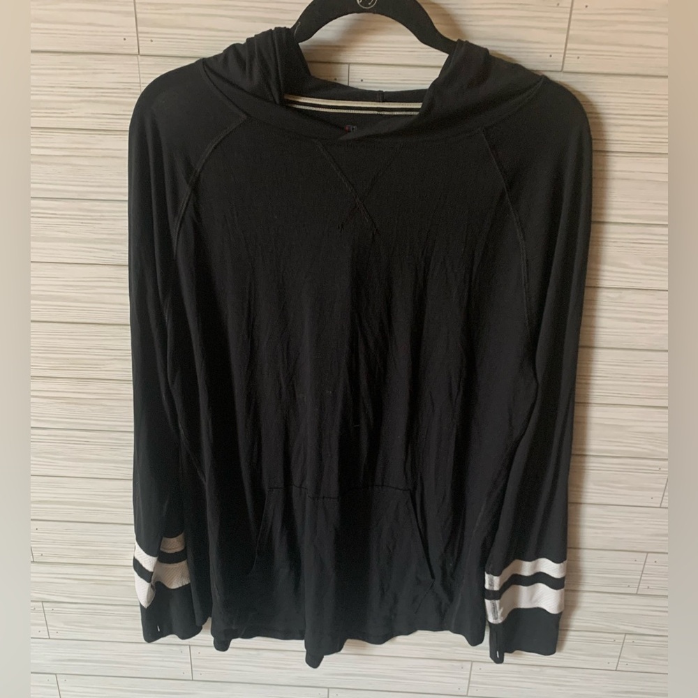 Champion Black Hoodie with White Stripes